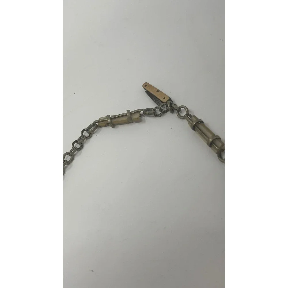 Antique OMD Albert Pocket Watch Chain T-Bar Horn Links Gold‎ Filled 14in